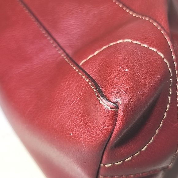 Vintage Leather Liz Claiborne Habdbag, Purse. Red Leather Tote Bag - Picture 12 of 14